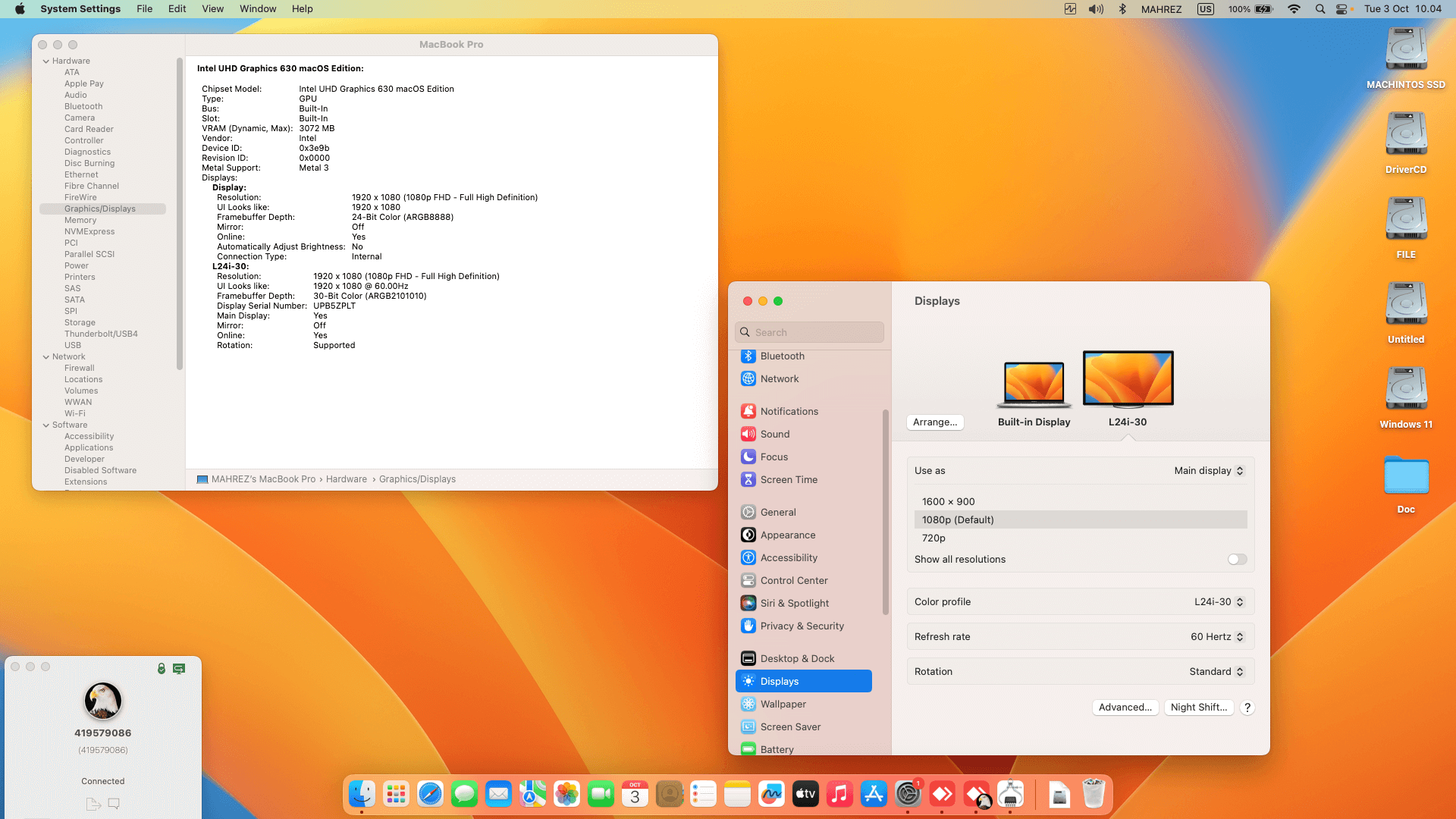 MSI Gaming GL63 8RD 072XKR [CoffeeLake   Intel UHD 630 + PS2 SMBUS]   OpenCore 1